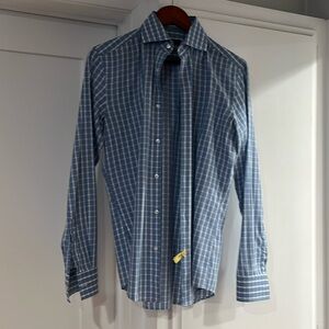 Hugo Boss light blue checkered shirt 37/ 14 1/2